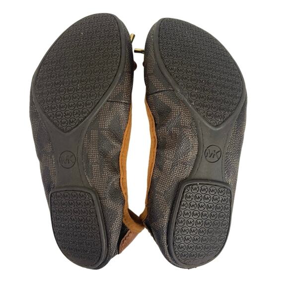 Michael Kors Brown City-Logo Print Bow Accent Slip On Ballerina Comfort Flats 6 - Picture 4 of 4